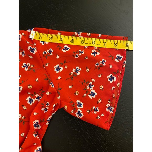 Socialite Peplum Top Women‎ XS Red Floral Elastic Waist Date Night Fall Festival - Picture 13 of 16